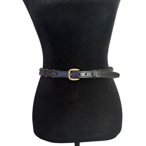 Tory English Bridle Leather Equestrian Black belt Womens 28 Stitched Adjust USA